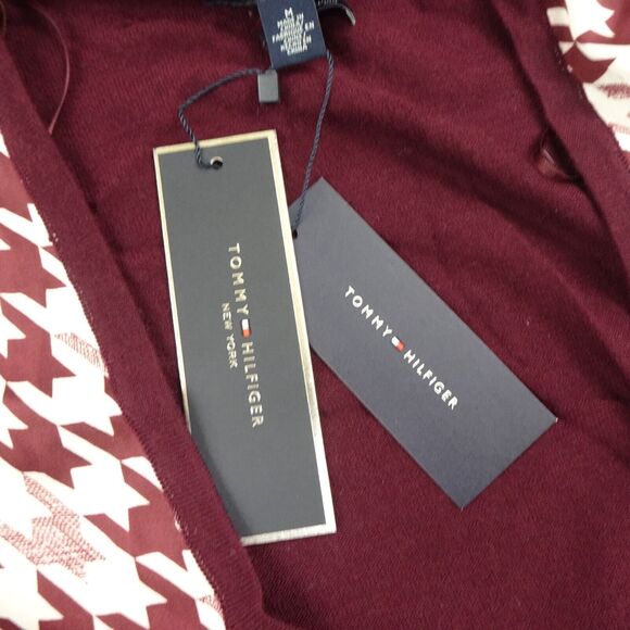 Tommy Hilfiger Sweater Womens Medium Cardigan Houndstooth Luxury Wool C - Picture 8 of 13